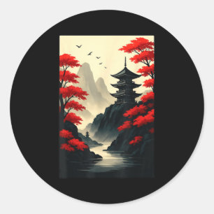 Adesivo Paisagem de Montanha do Castelo da Pagode Japonesa
