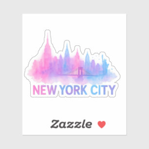 Adesivo Paisagem de Nova York em Aquarela – Ponte Neon