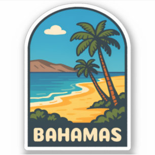 Adesivo Paisagem de praia das Bahamas Viagens vintage