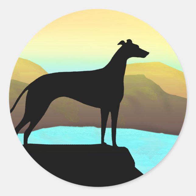 Adesivo Paisagem do Cachorro de Greyhound com Waterside (Frente)