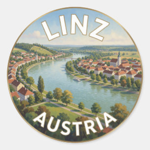 Adesivo Paisagem do rio Danúbio em Linz Áustria