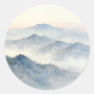 Adesivo Paisagem em Aquarela da Montanha Nebulosa