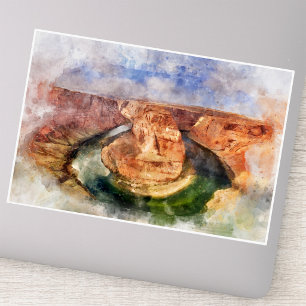 Adesivo Paisagem em Aquarela de Horseshoe Bend no Grand Ca