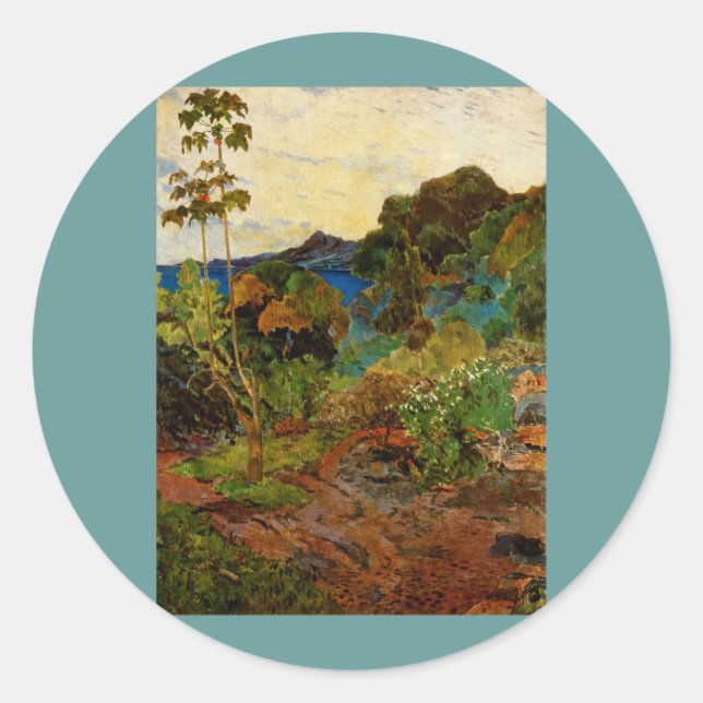 Adesivo Paisagem Martinica de Paul Gauguin (1887) (Frente)