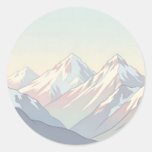 Adesivo Paisagem Minimalista de Montanhas em Pastel