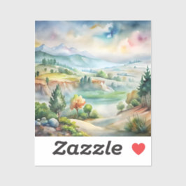 Adesivo Paisagem Montanhosa em Aquarela