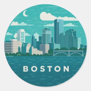 Adesivo Paisagem Noturna da Cidade de Massachusetts   Cida