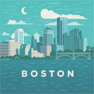 Adesivo Paisagem Noturna da Cidade de Massachusetts   Cida