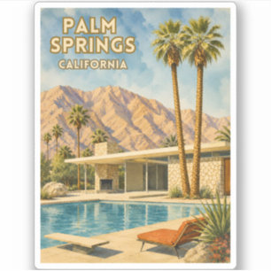 Adesivo Paisagem Retro de Viagem Palm Springs Califórnia