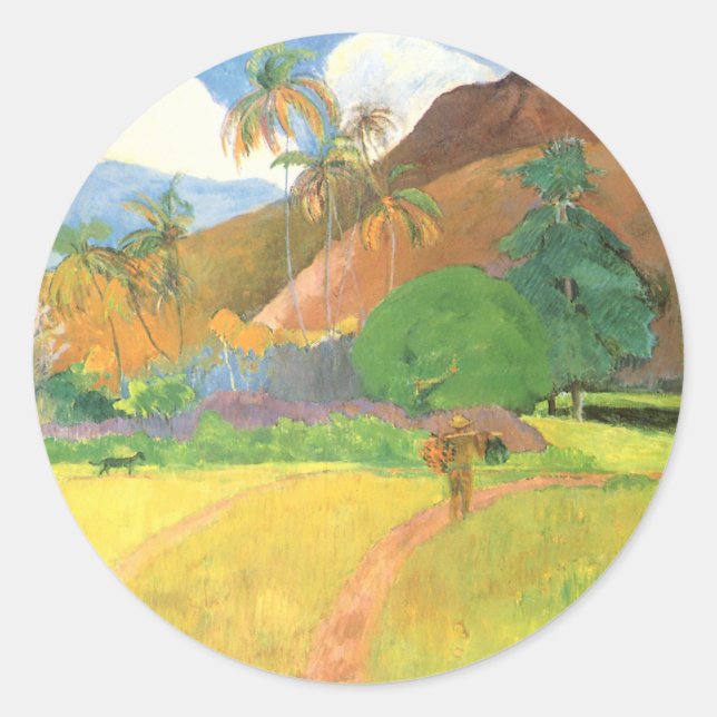 Adesivo Paisagem Taitiana, Montanhas Tahiti, Paul Gauguin (Frente)