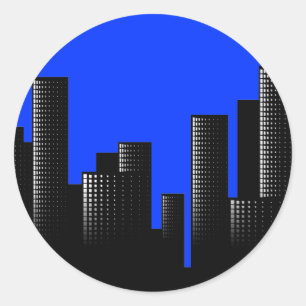 Adesivo paisagem urbana azul