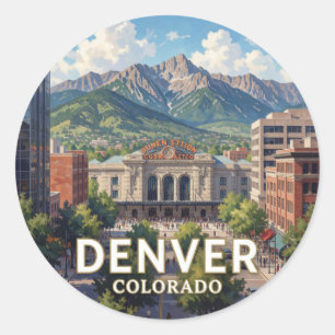 Adesivo Paisagem urbana de Denver Colorado nas Montanhas R
