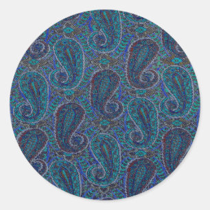 Adesivo Paisley Blue Indian Boho Art Pattern