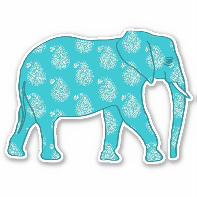 Adesivo Paisley Elephant, Turquoise e Aqua (Frente)