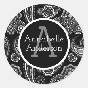 Adesivo Paisley Preto e Branco Personalizado Chique