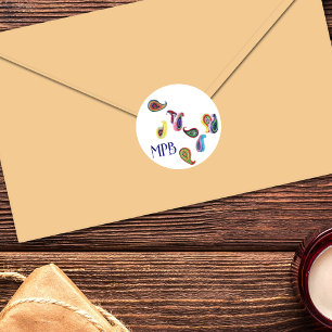 Adesivo Paisleys e Iniciais Coloridos