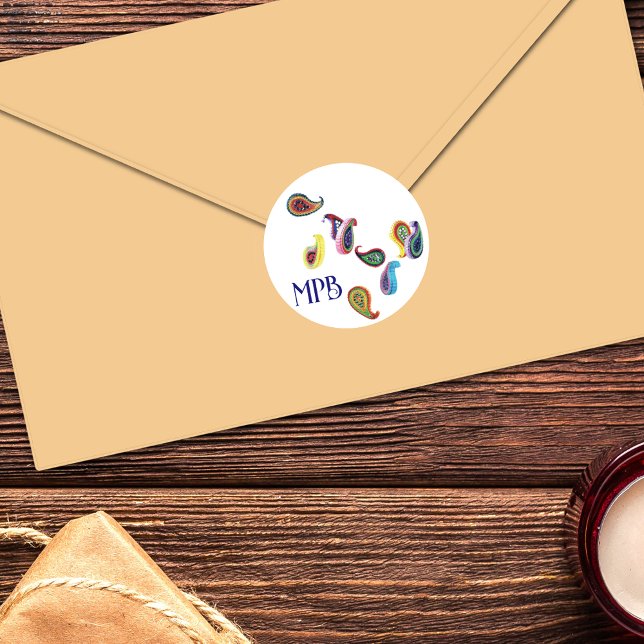 Adesivo Paisleys e Iniciais Coloridos (Criador carregado)