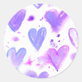 Adesivo Paixão Roxo Corações de Aquarela