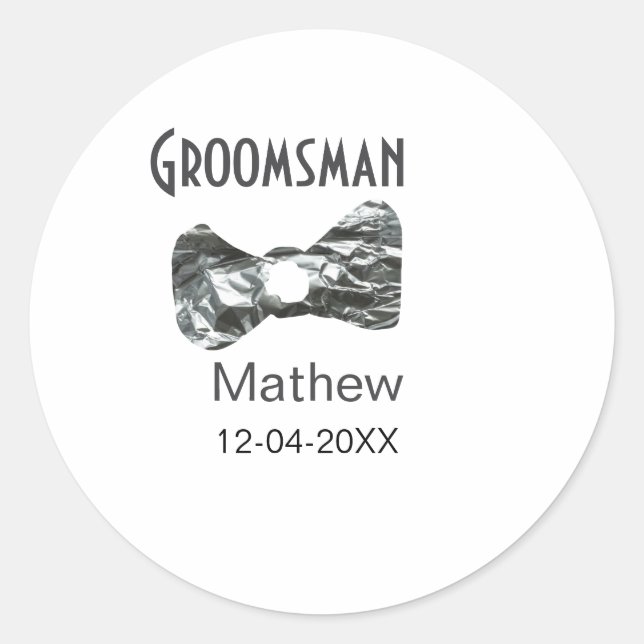 Adesivo Pajem adicione nome data ano cinza colar gravata t (Frente)