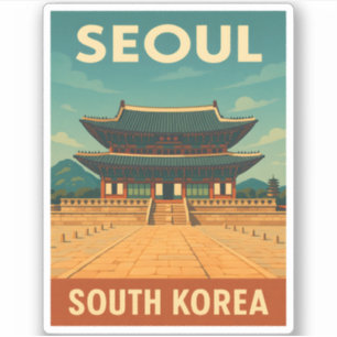 Adesivo Palácio Real de Seul, Coreia, Viagens vintage retr