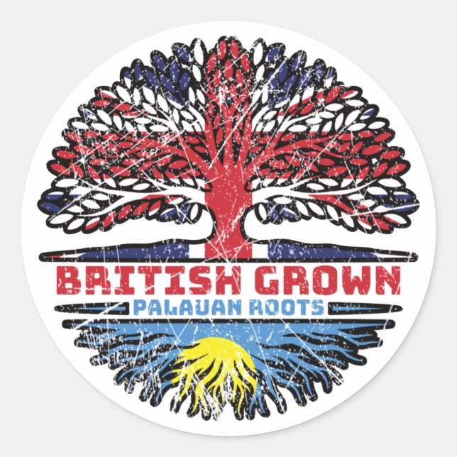 Adesivo Palau Palauan British Tree Roots Flag (Frente)