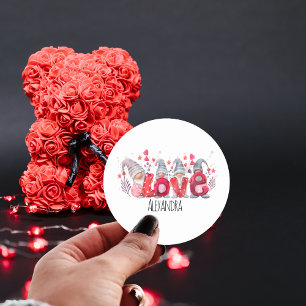 Adesivo Palavra De Amor Vermelho Com Namorados De Gnomos D
