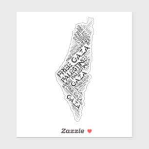 Adesivo Palavra de Mapa Livre da Palestina em Gaza