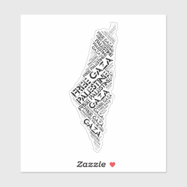 Adesivo Palavra de Mapa Livre da Palestina em Gaza (Folha)