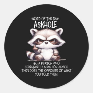Adesivo Palavra Do Dia Askhole Uma Pessoa Que Constantemen