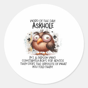 Adesivo Palavra Do Dia Askhole Uma Pessoa Que Constantemen