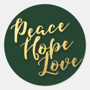 Adesivo Palavra Dourada de paz, esperança e amor