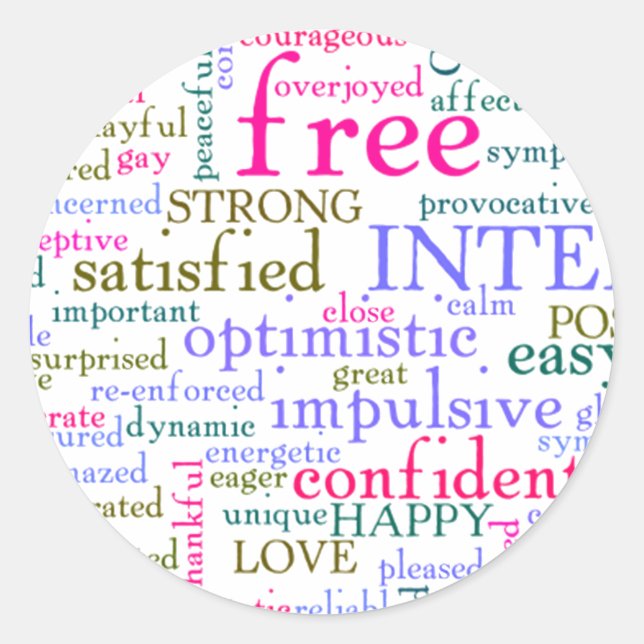 Adesivo Palavras animadoras inspiradoras inspiracionais (Frente)