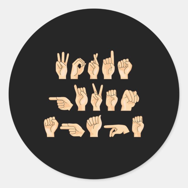 Adesivo Palavras Dada Forma Língua de Sinais Americana 1 (Frente)