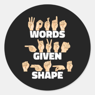 Adesivo Palavras em formato ASL American Sign Language
