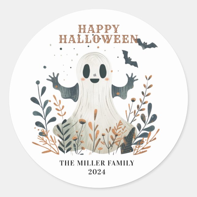 Adesivo Palavras redondas de halloween felizes (Frente)
