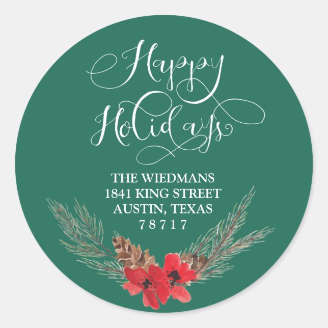 Adesivo Palavras verdes sobre feriados felizes (Frente)