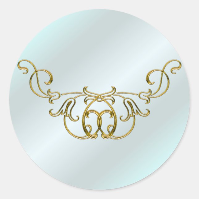 Adesivo Pale Aqua e Dourado Casamento (Frente)