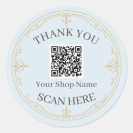 Adesivo Pale Blue Gold Pequena Empresa QR Code Obrigado