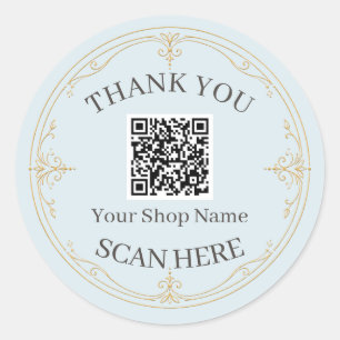Adesivo Pale Blue Gold Pequena Empresa QR Code Obrigado