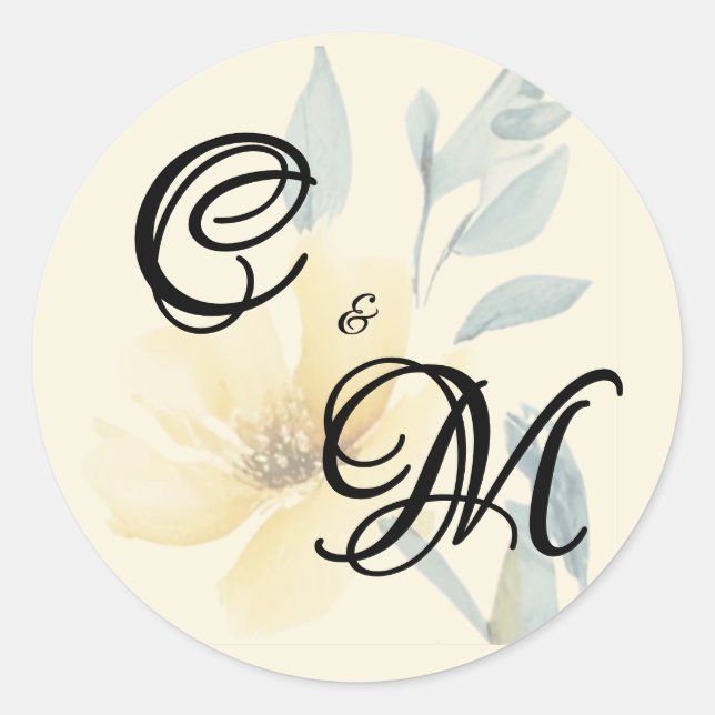 Adesivo Pale Butter Yellow Soft Blue Floral Wedding (Frente)