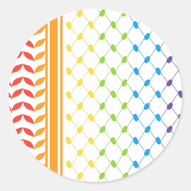 Adesivo Palestina LGBT - Arco-Íris Keffiyeh - Padrão Scarf (Frente)