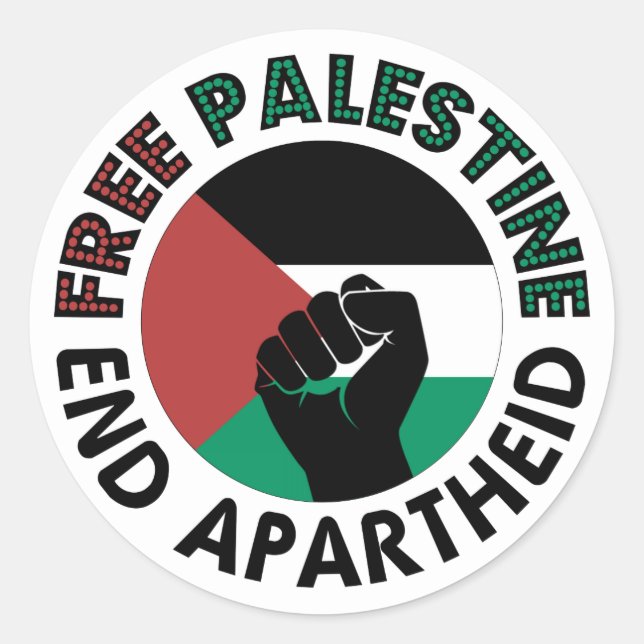 Adesivo Palestina Livre Termina Apartheid Bandeira Palesti (Frente)