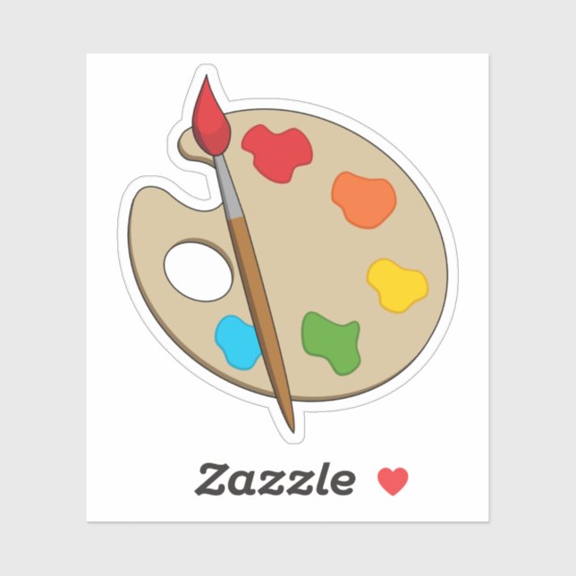 Adesivo Paleta de Artista com Pincel de Pintura (Folha)