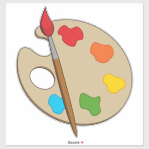Adesivo Paleta de Artista com Pincel de Pintura