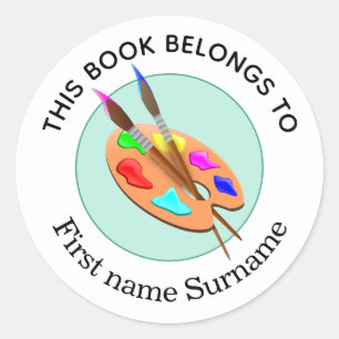 Adesivo Paleta de Artista Este Livro Pertence Personalizad