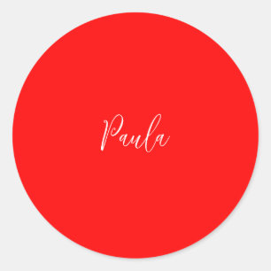 Adesivo Paleta de Cor Vermelha de Nome Elegante de Escrita