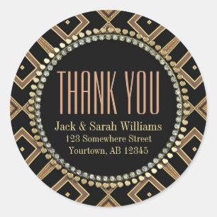 Adesivo Palha Arte Deco Dourado Preto Obrigado Paleta Redo