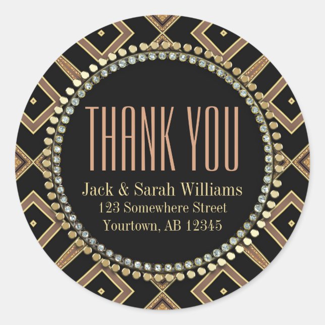 Adesivo Palha Arte Deco Dourado Preto Obrigado Paleta Redo (Frente)