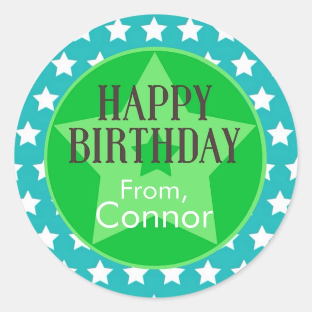 Adesivo Palha e estrelas verdes: palitos de presentes pers (Frente)