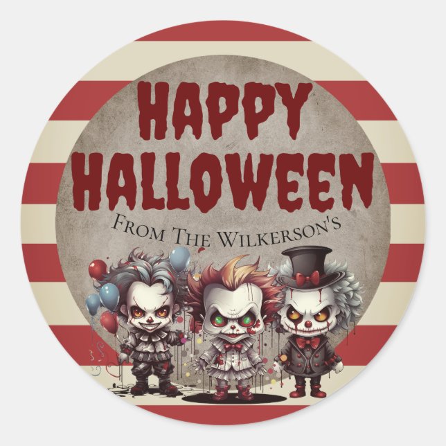 Adesivo Palhaços Assustadores Carnaval Sinistro de Hallowe (Frente)